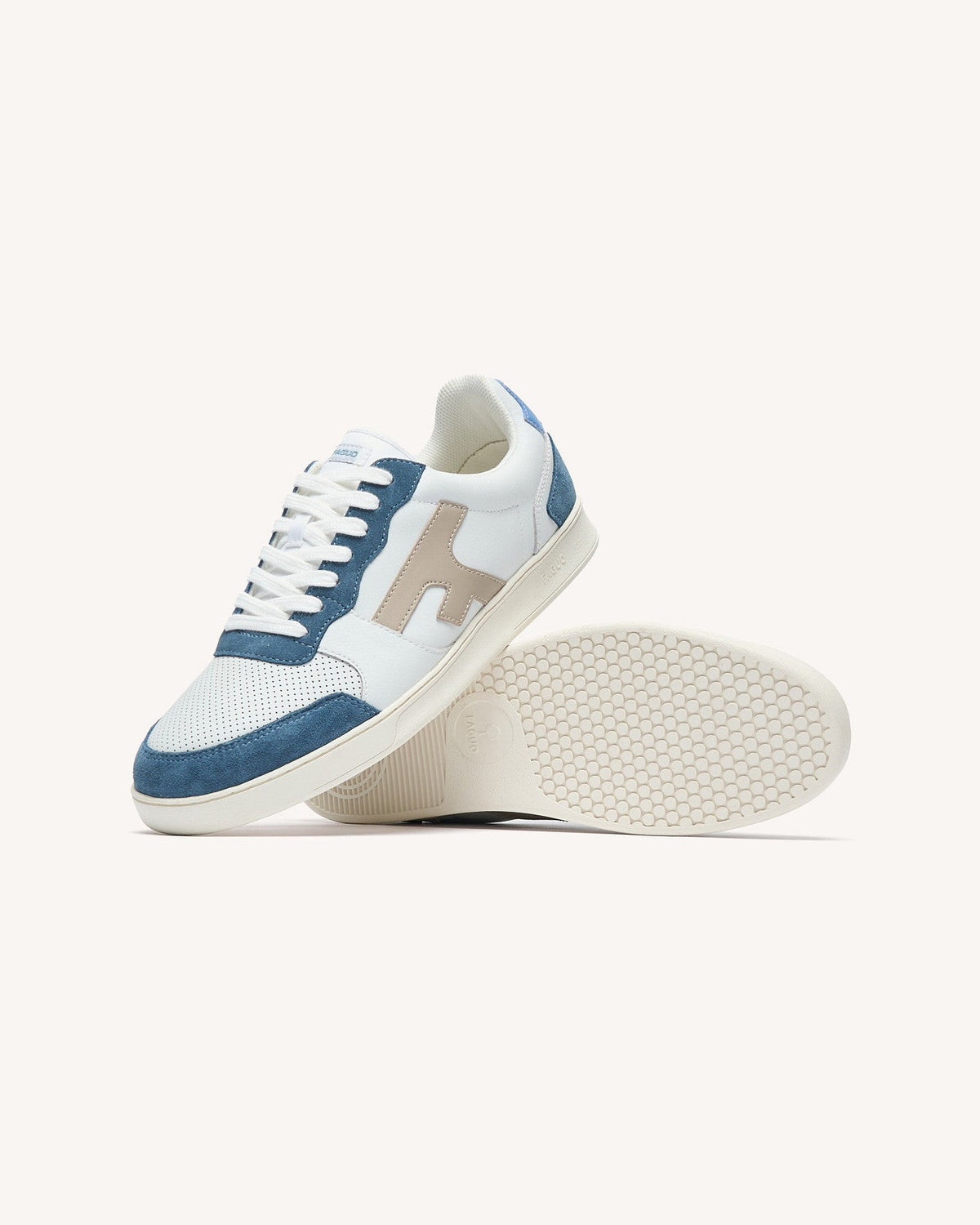Baskets Blanc Et Bleu Cuir