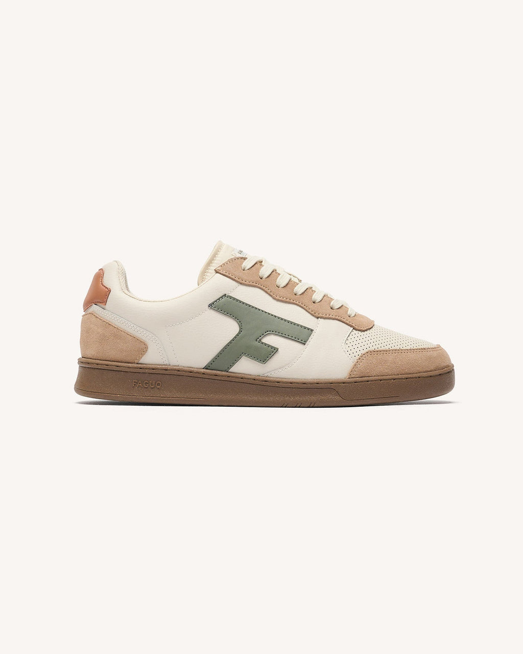 Sneakers écru e kaki in pelle