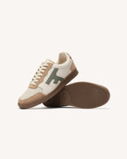 Sneakers écru e kaki in pelle