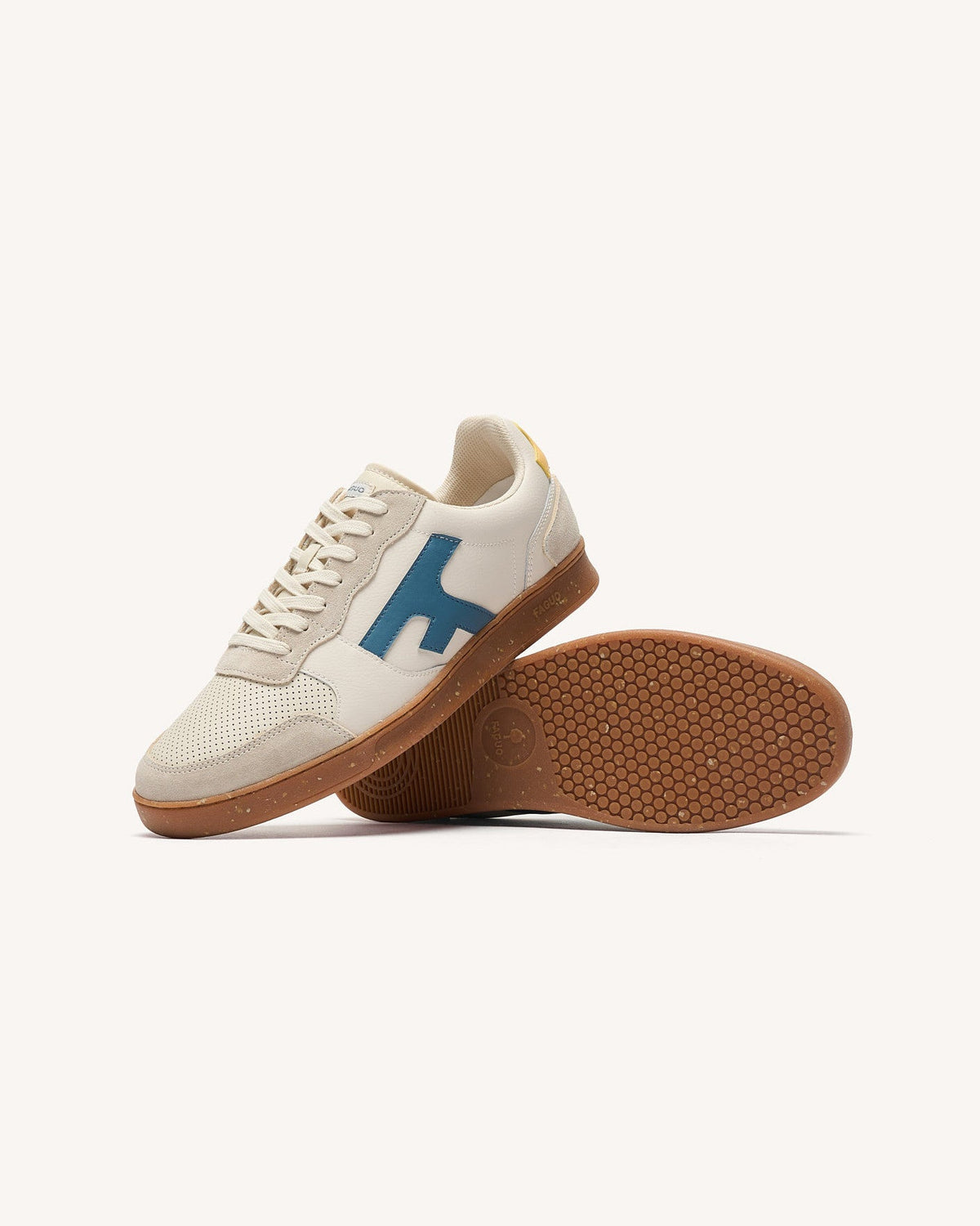Sneakers crema e gialle in pelle