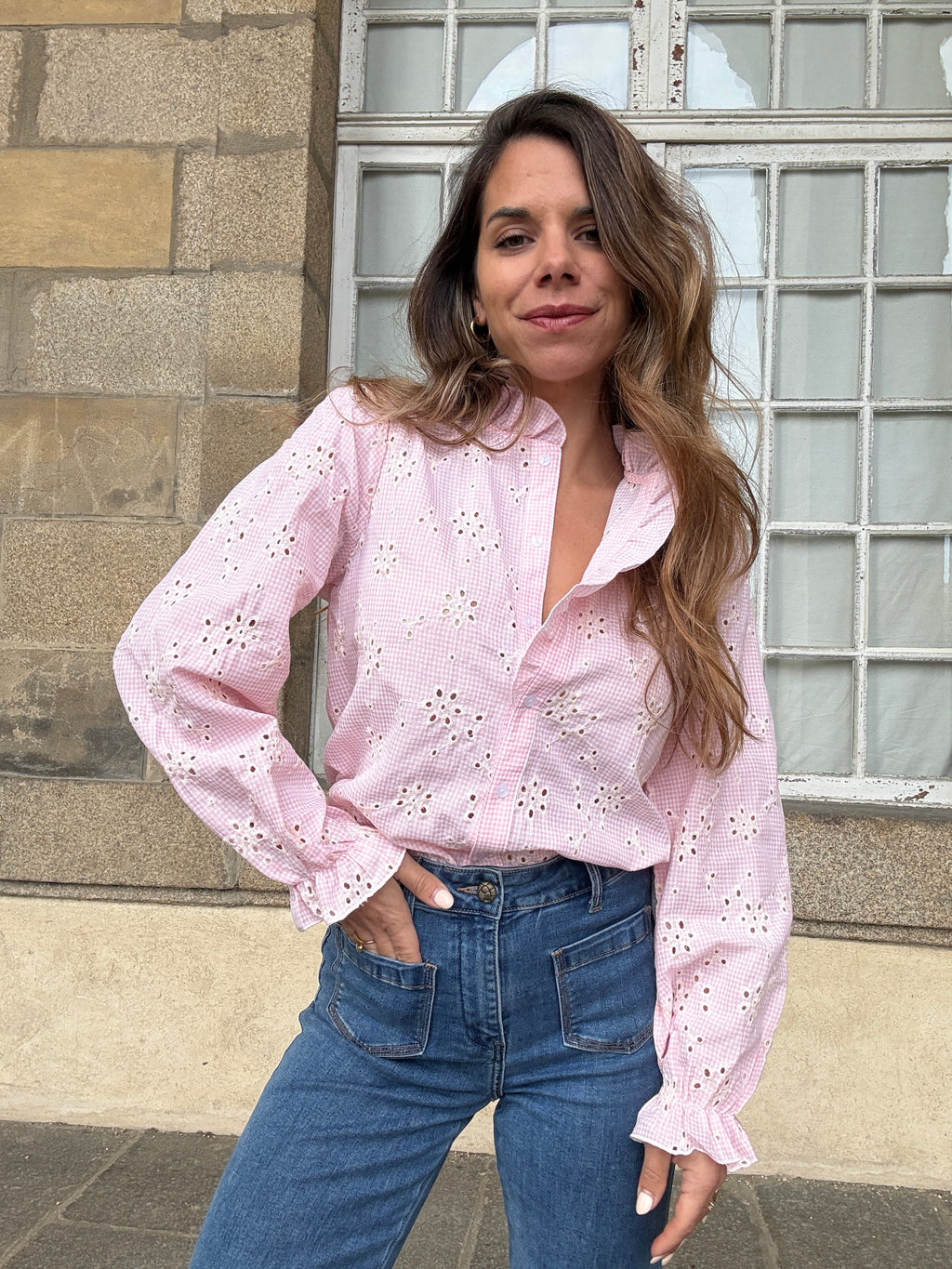 Blouse Brodée Baby Pink Apolline