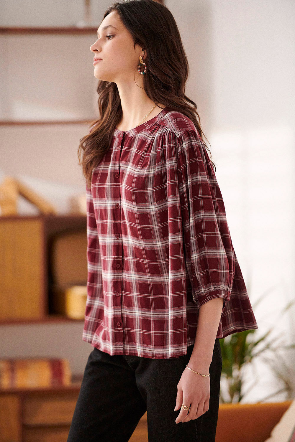 Cyclamen Shirt - Plum Check