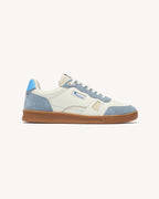 White and Blue Leather Trainers