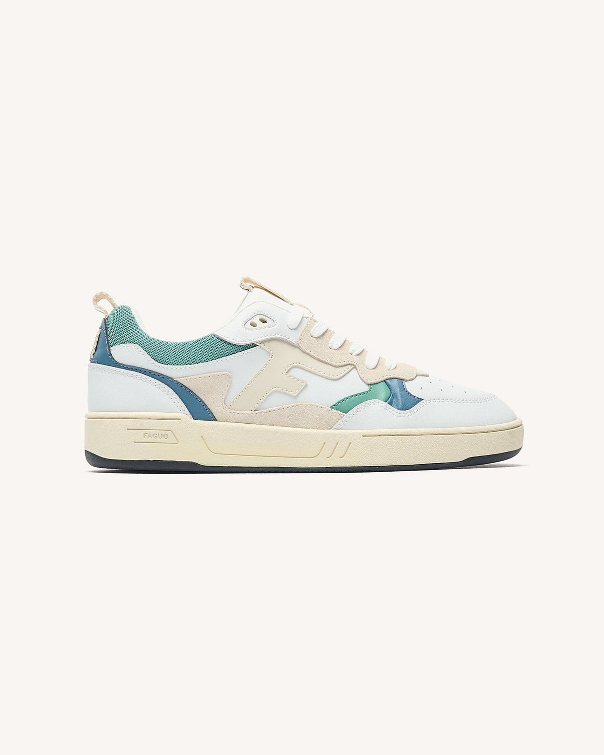 Sky Blue Leather and Suede Trainers