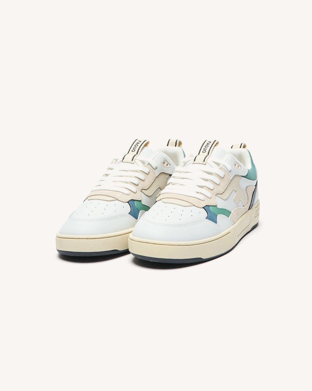 Sky Blue Leather and Suede Trainers