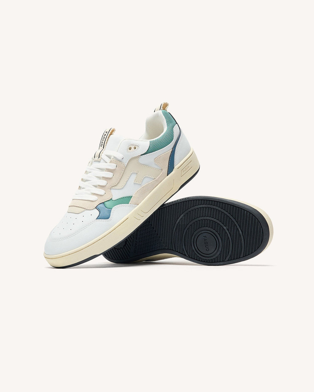 Sky Blue Leather and Suede Trainers