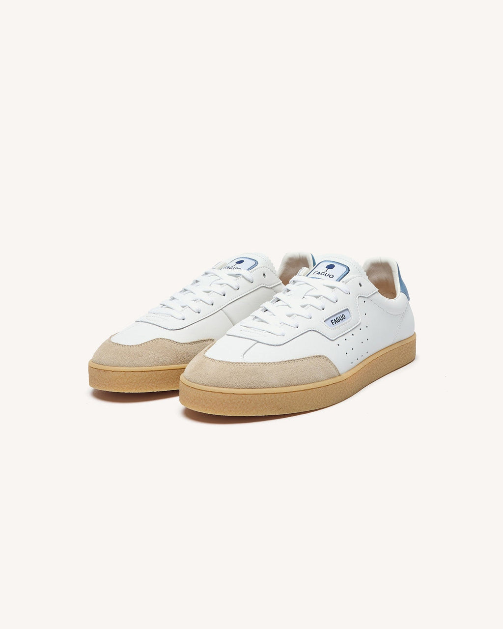 Sneaker beige in pelle e suede