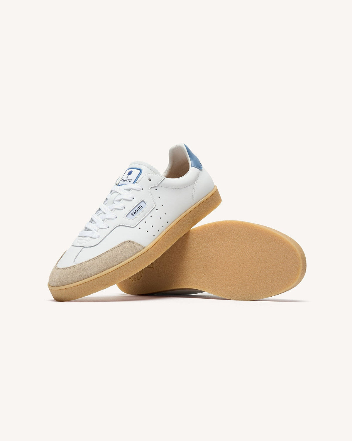 Sneaker beige in pelle e suede