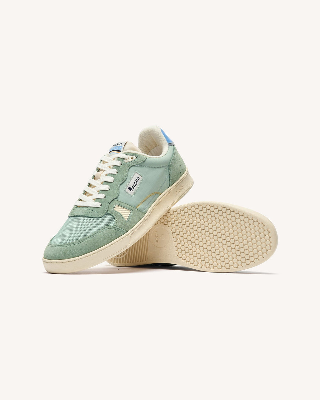 Light Green Leather and Suede Trainers