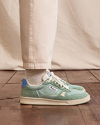 Light Green Leather and Suede Trainers