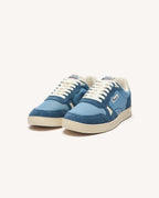 Denim Blue Leather and Suede Trainers