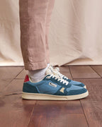 Denim Blue Leather and Suede Trainers