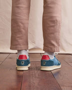 Denim Blue Leather and Suede Trainers