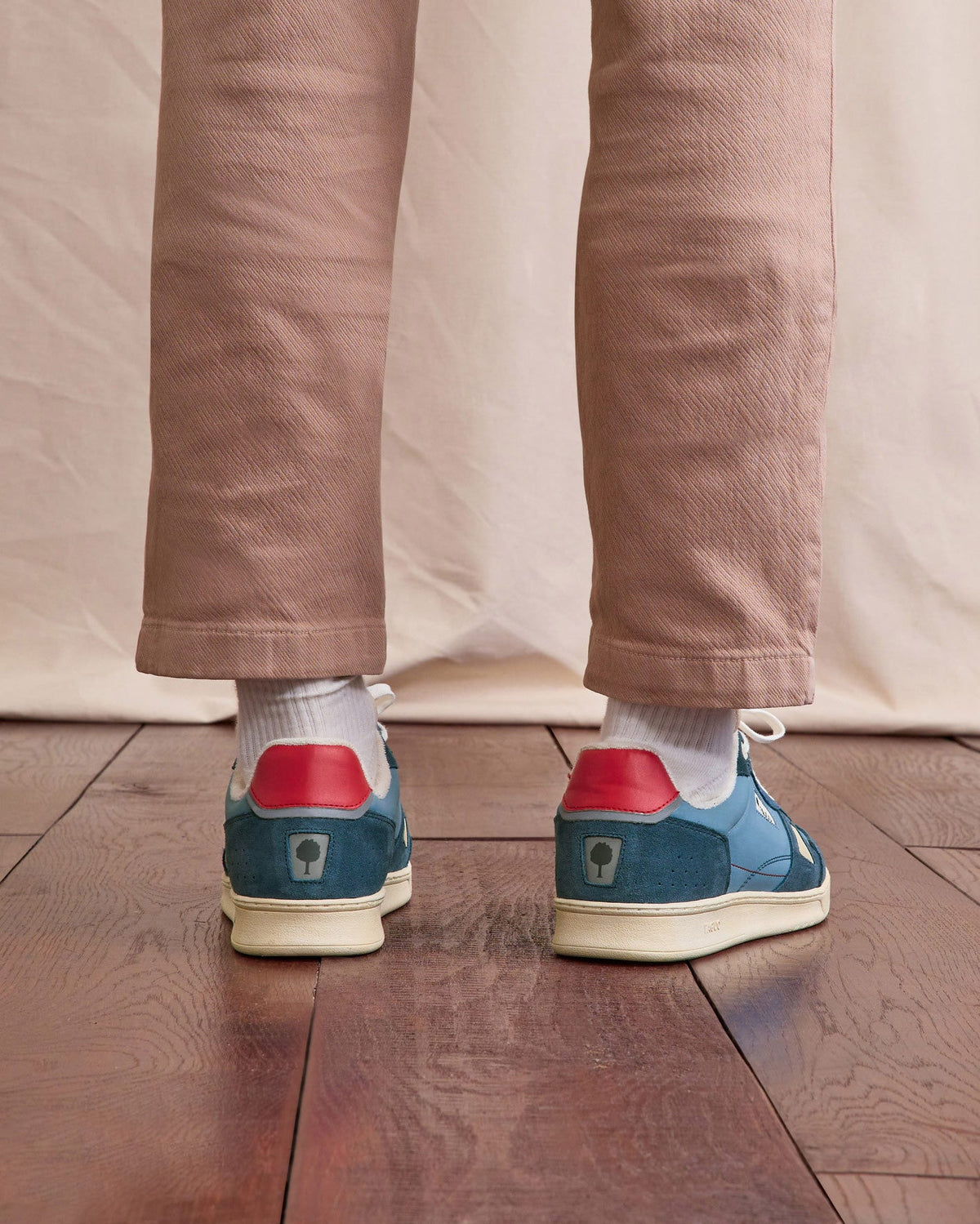 Denim Blue Leather and Suede Trainers