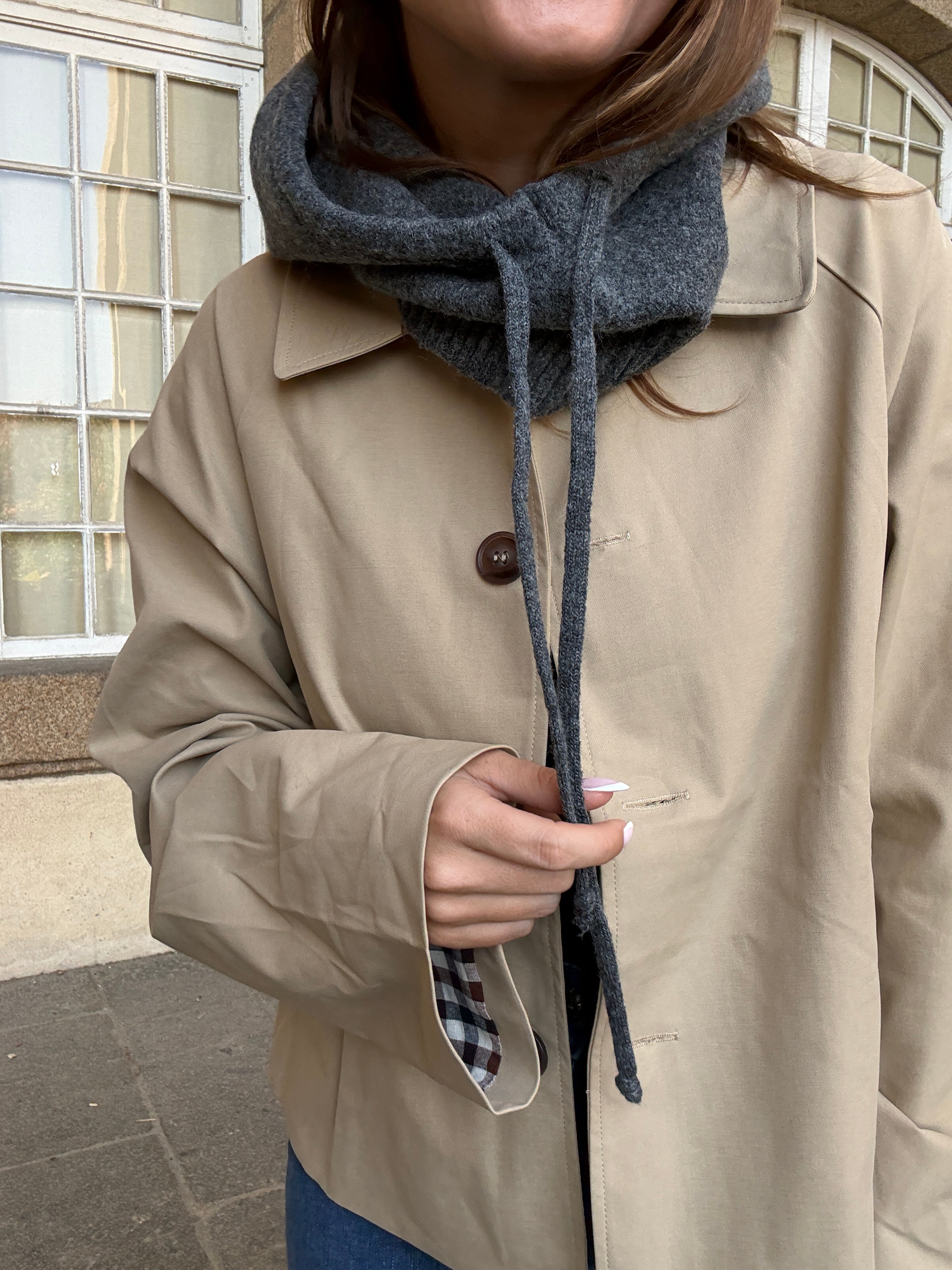 Grey wool and cashmere balaclava
