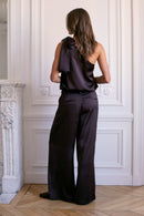 Le Telio Satin Top - Chocolate