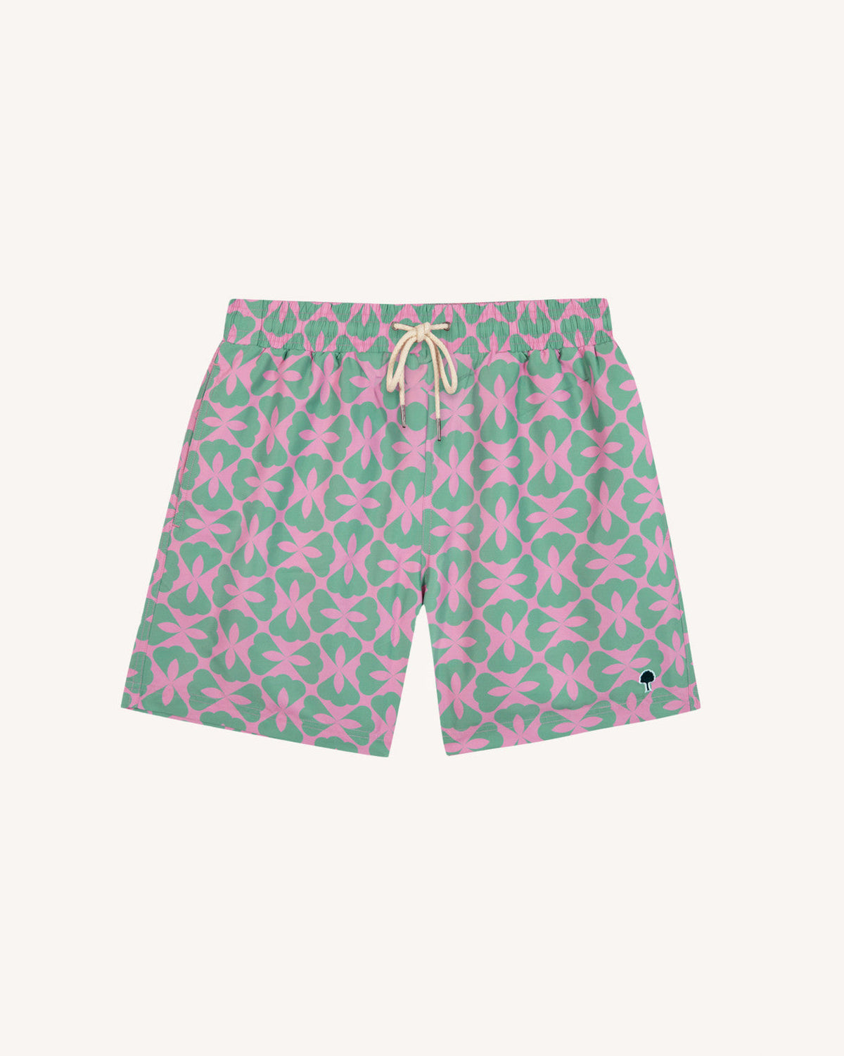Short De Bain Vert Clair Et Rose