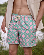 Short De Bain Vert Clair Et Rose