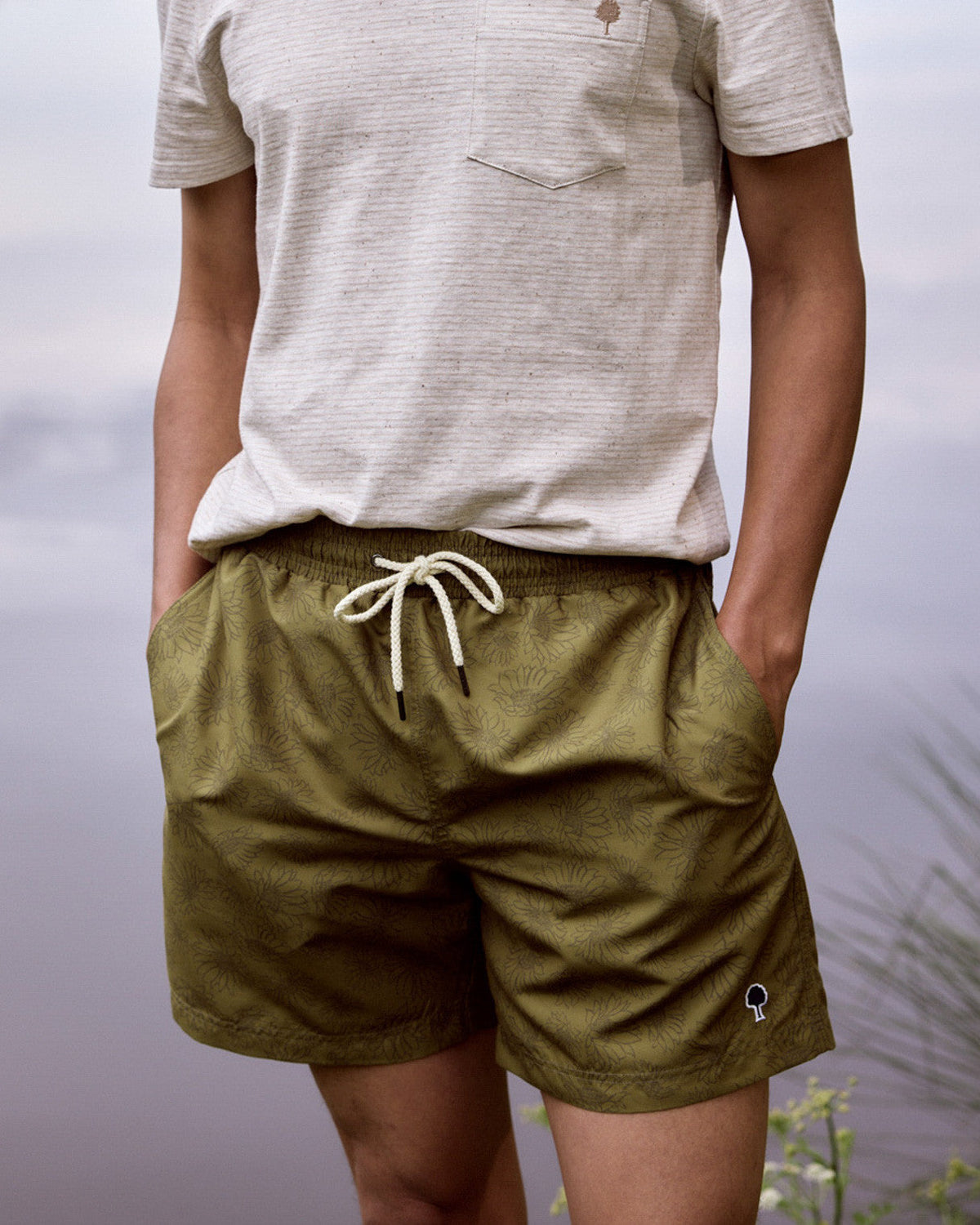 Short De Bain Kaki Foncé