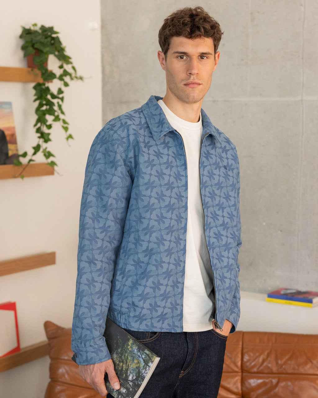 Chaqueta de algodón azul medio