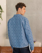 Chaqueta de algodón azul medio