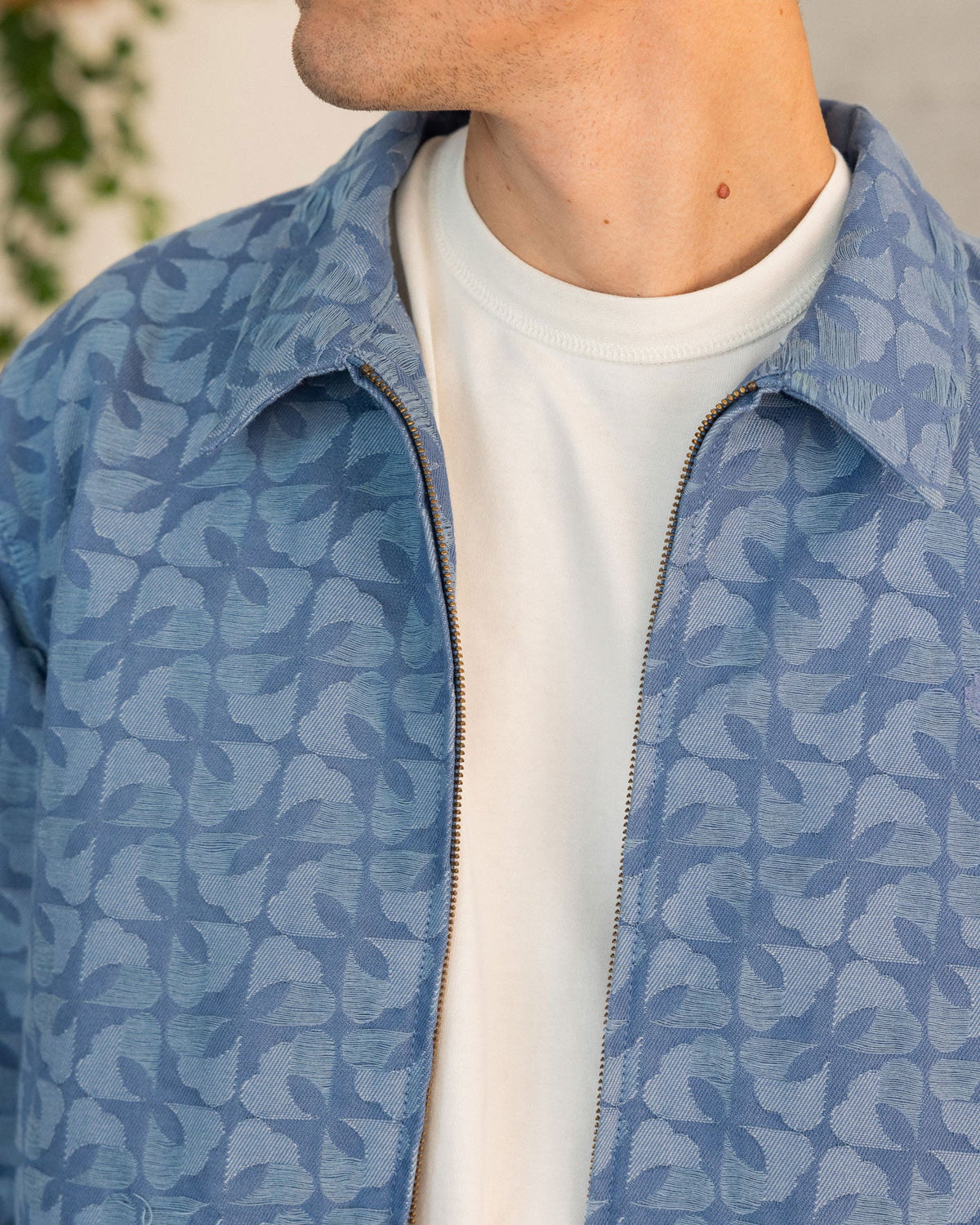 Chaqueta de algodón azul medio