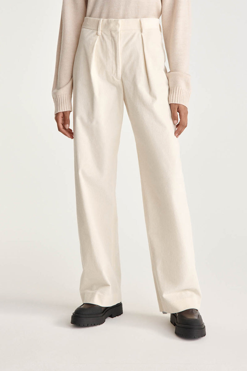 The Kooples - Pantalon Wide Legs En Velours Ecru - Femme