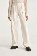 The Kooples - Pantalon Wide Legs En Velours Ecru - Femme