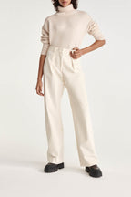 The Kooples - Pantalon Wide Legs En Velours Ecru - Femme