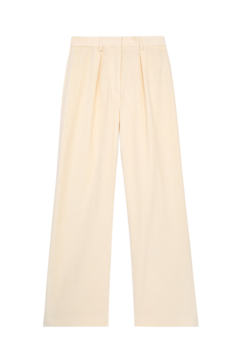 The Kooples - Pantalon Wide Legs En Velours Ecru - Femme