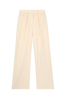 Pantalon Wide Legs En Velours Ecru - Femme
