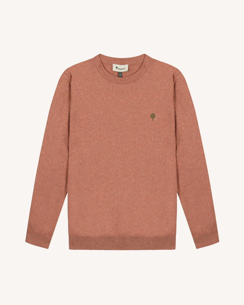 Maglione girocollo in lana color mattone chiaro