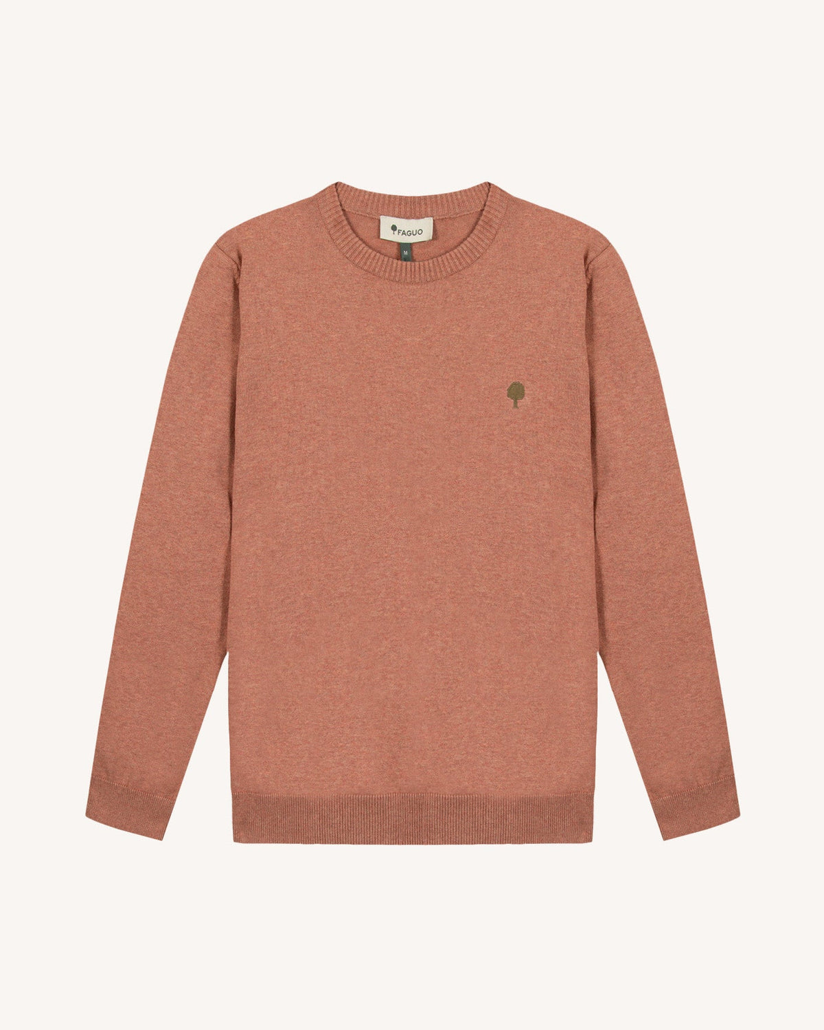 Maglione girocollo in lana color mattone chiaro