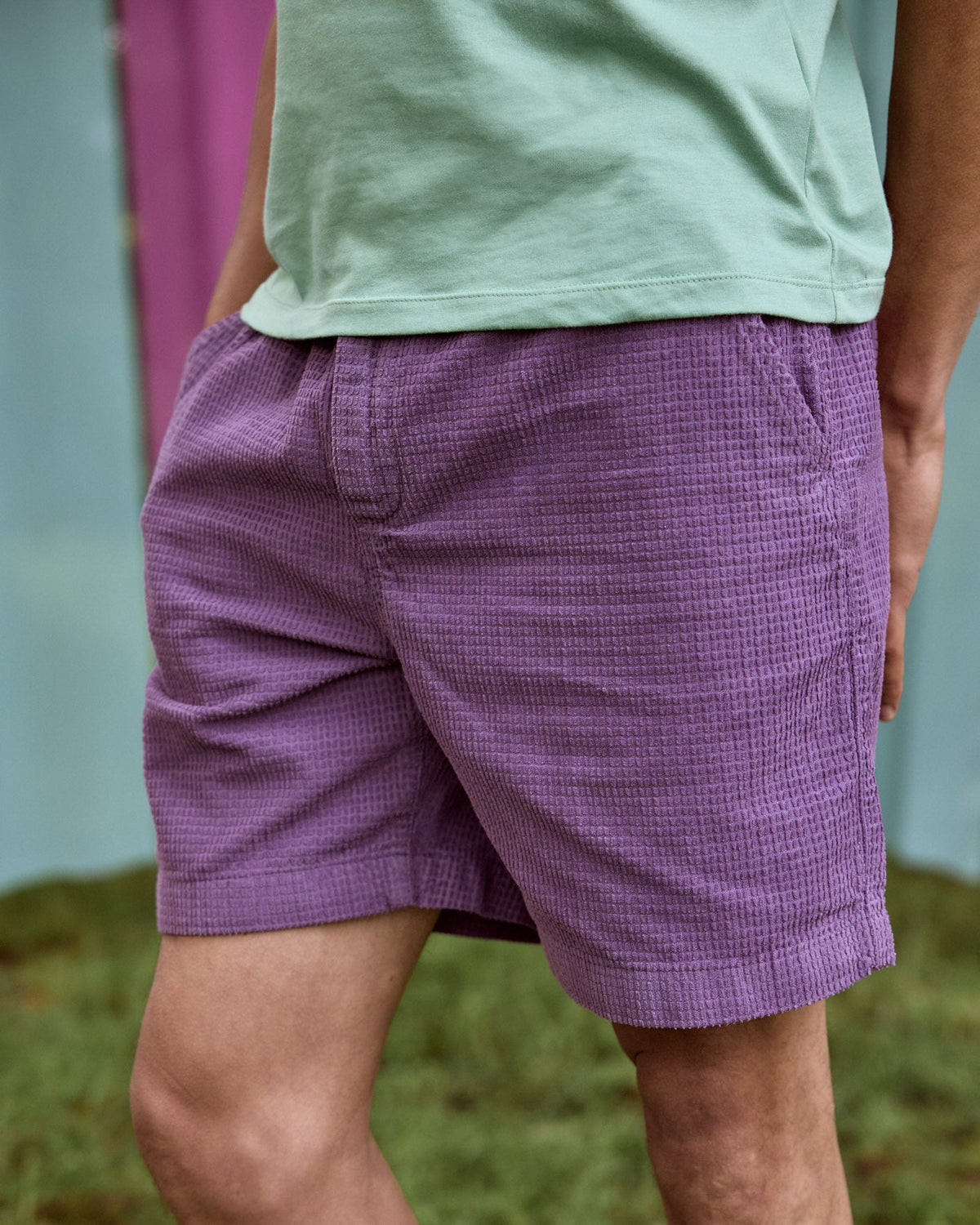 Pantalón corto morado de algodón