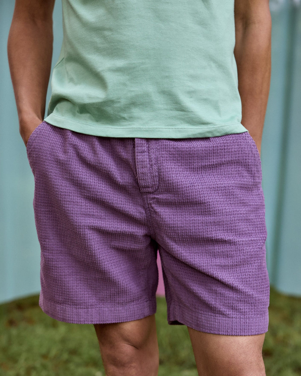 Pantalón corto morado de algodón