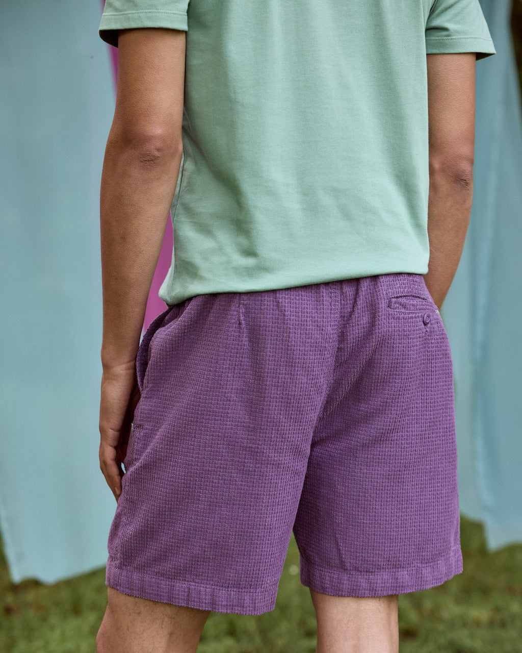 Pantalón corto morado de algodón