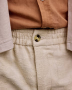 Short écru in cotone e viscosa
