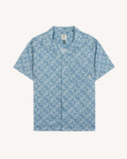 Camisa de manga corta azul medio de viscosa