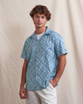 Camisa de manga corta azul medio de viscosa