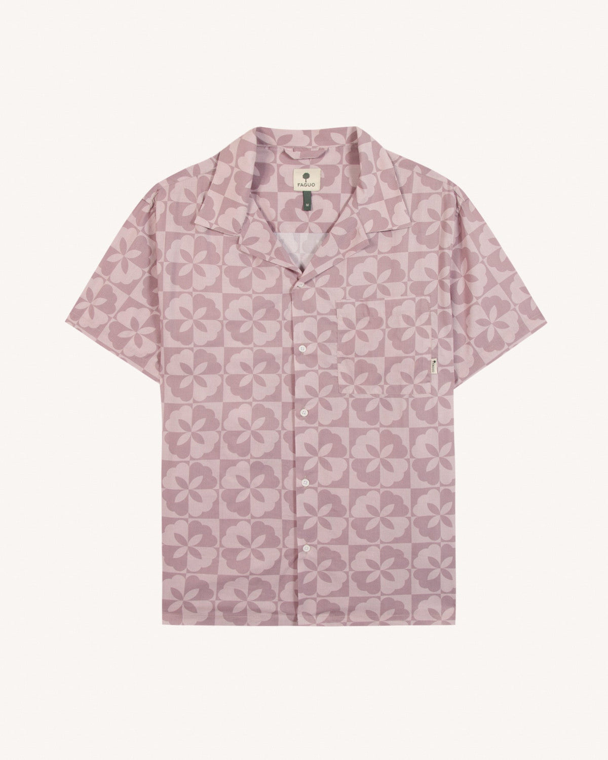 Chemise Manches Courtes Rose Grisé Viscose