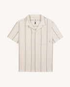 Camisa de manga corta cruda y azul
