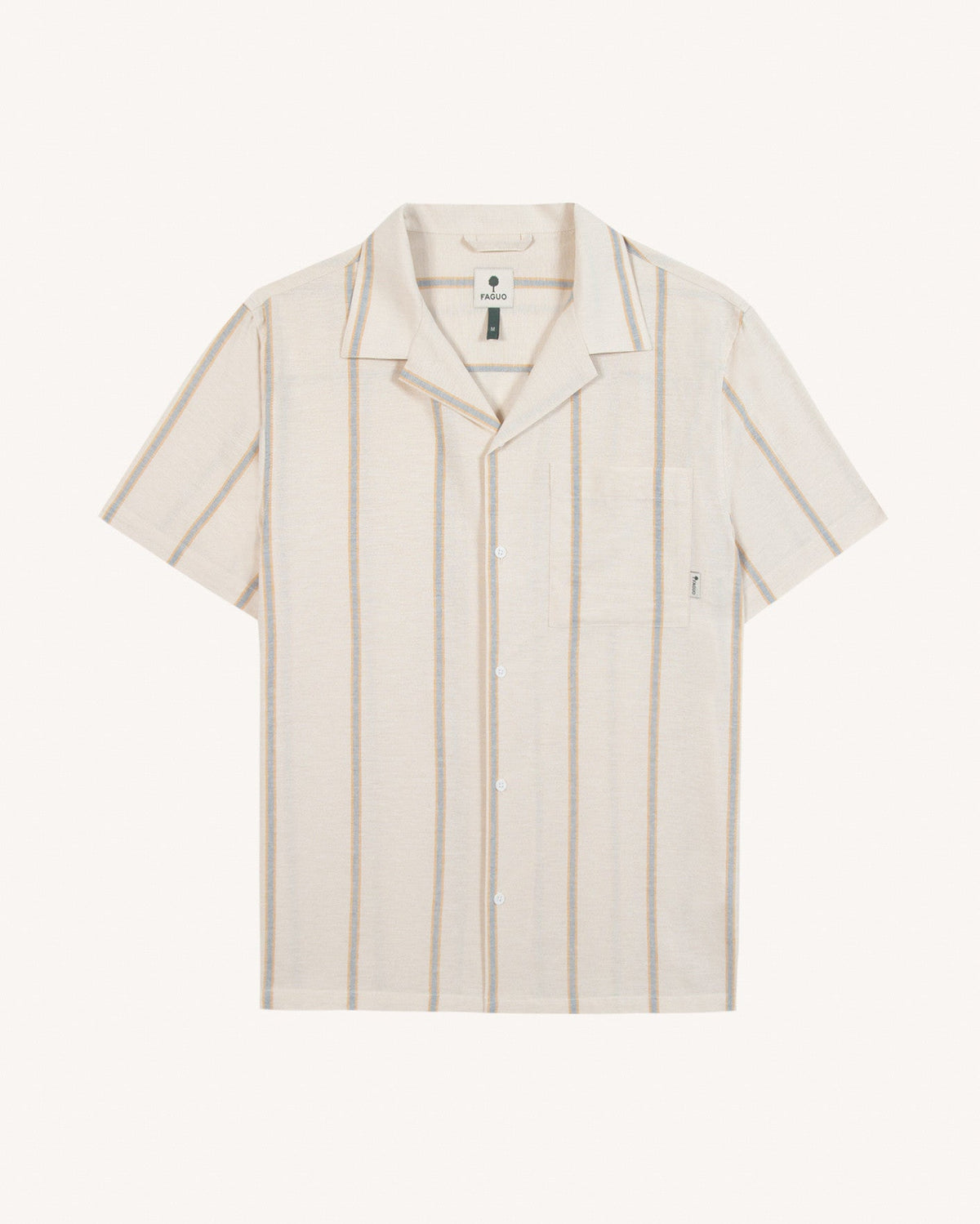 Camisa de manga corta cruda y azul