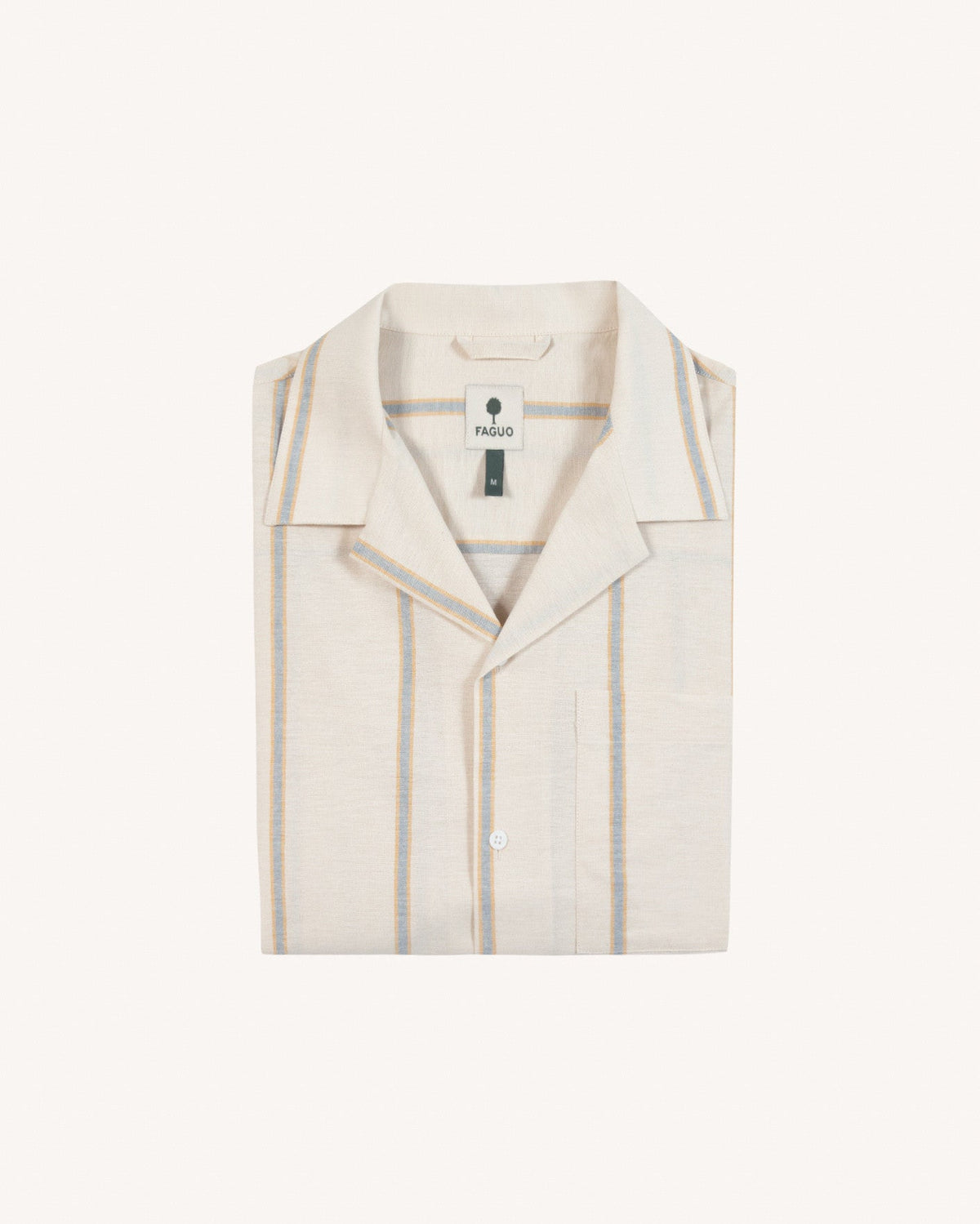 Camisa de manga corta cruda y azul