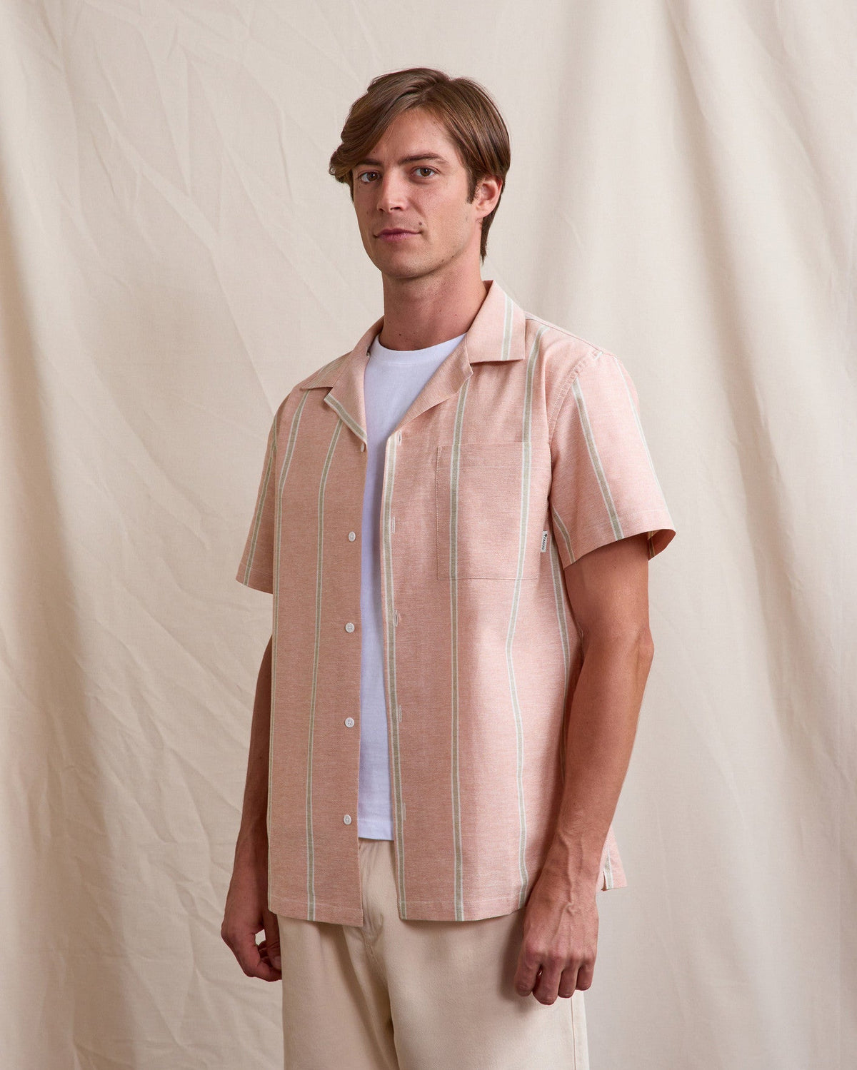 Brick and Ecru Short-Sleeved Shirt