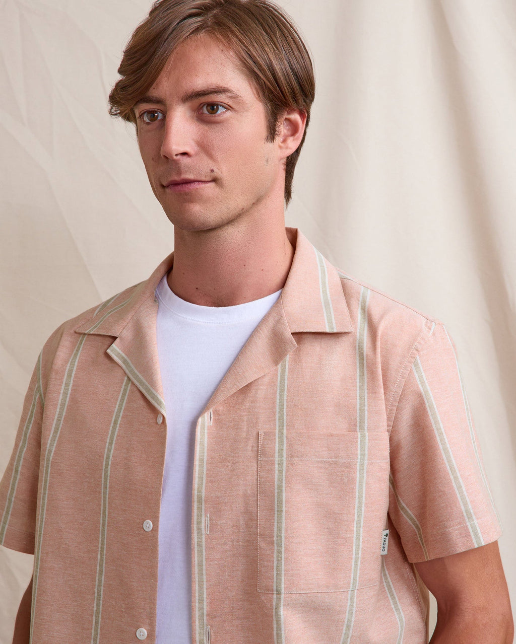Brick and Ecru Short-Sleeved Shirt