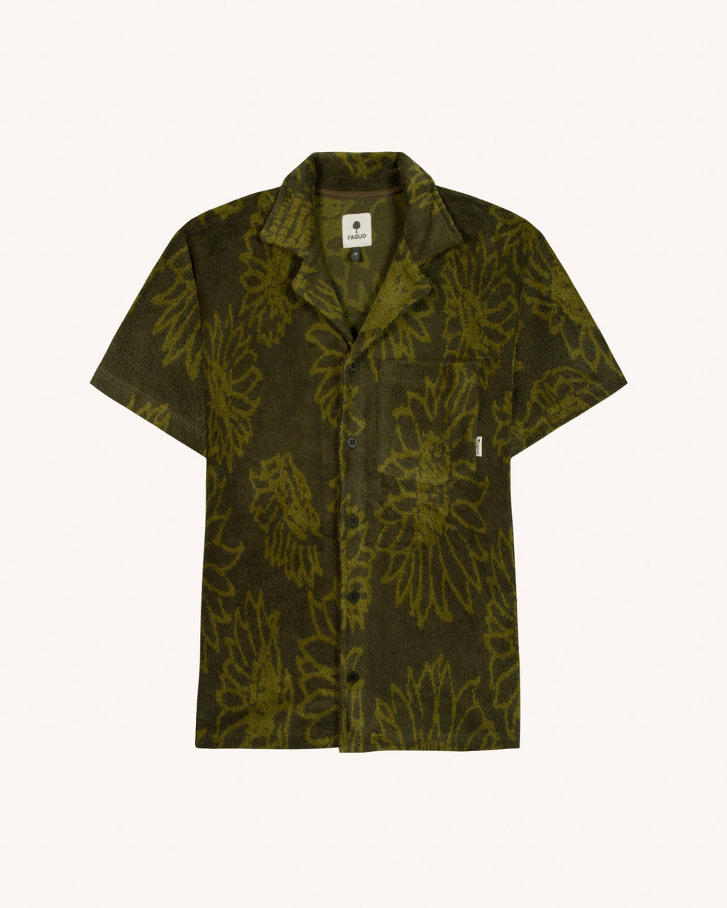 Chemise Manches Courtes Kaki Foncé Coton Bio