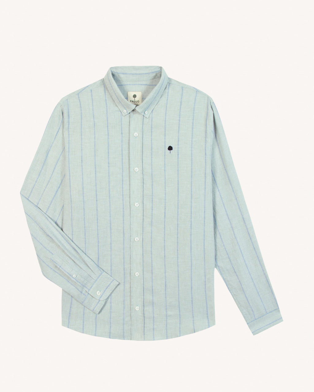 Chemise En Lin Rayée Lichen Et Bleu