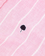 Camisa De Lino Rayada Rosa Y Blanca