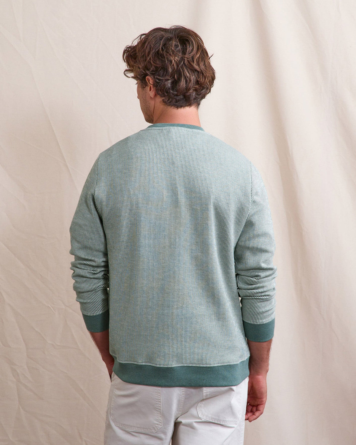 Sudadera De Cuello Redondo Crudo Y Verde Claro