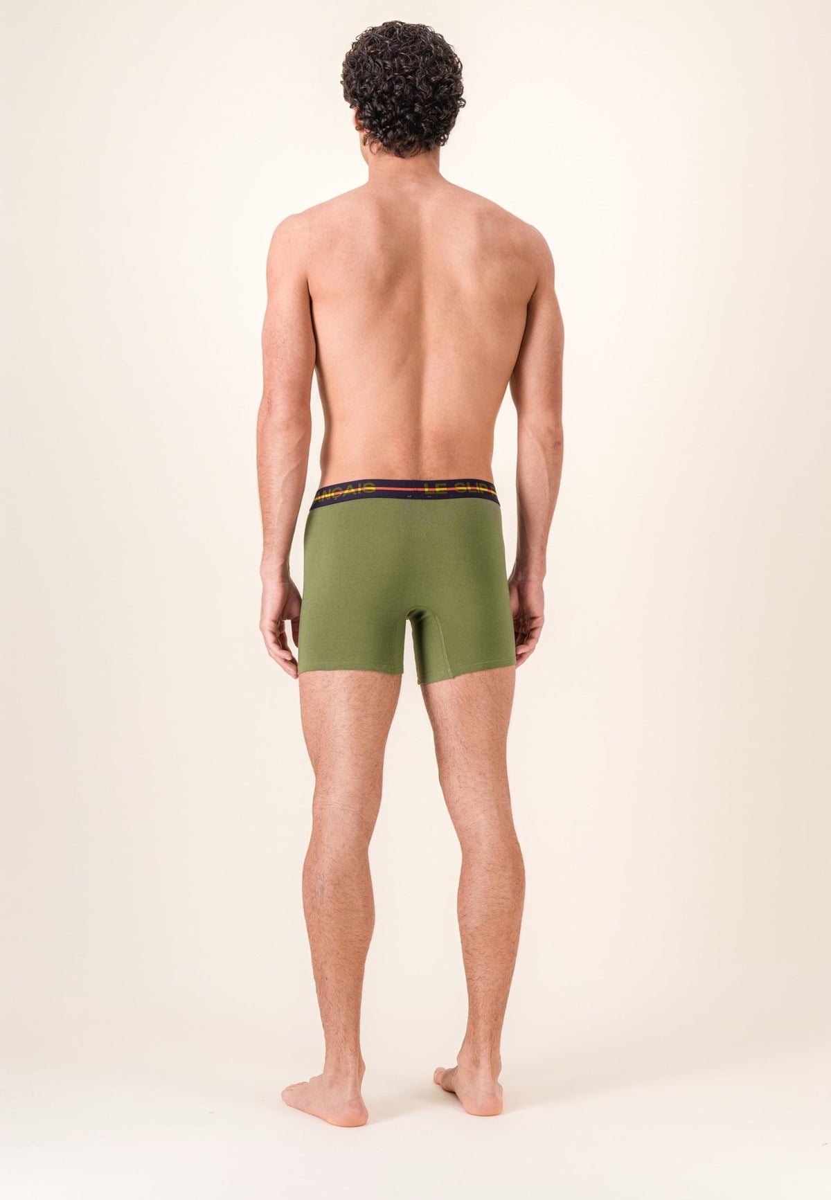 Redoutable Long Cotton Boxer Shorts - Veronese Khaki
